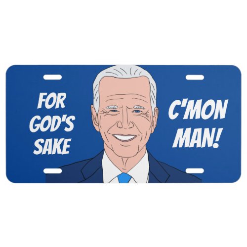 Funny Joe Biden cartoon and quote license plate