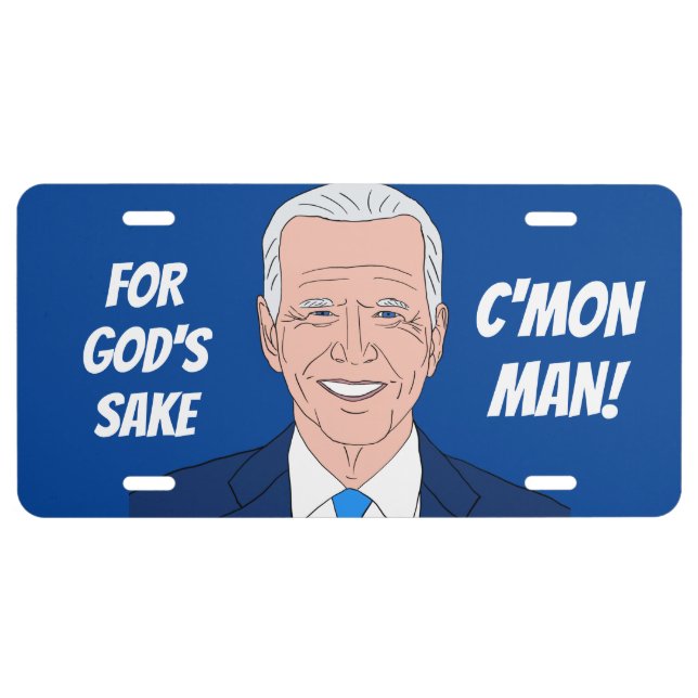 Funny Joe Biden cartoon and quote license plate (Front)