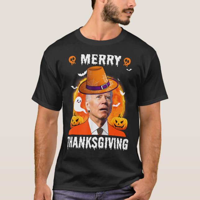 Funny Joe Biden Confused Merry Thanksgiving For Th T-Shirt (Front)