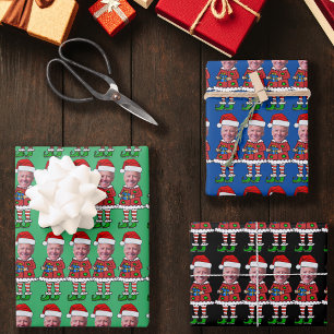 Funny Joe Biden Custom Face Photo Elf Christmas Wrapping Paper Sheets