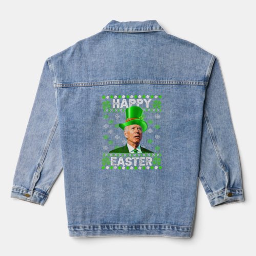 Funny Joe Biden Easter Confused St Patricks Day  Denim Jacket