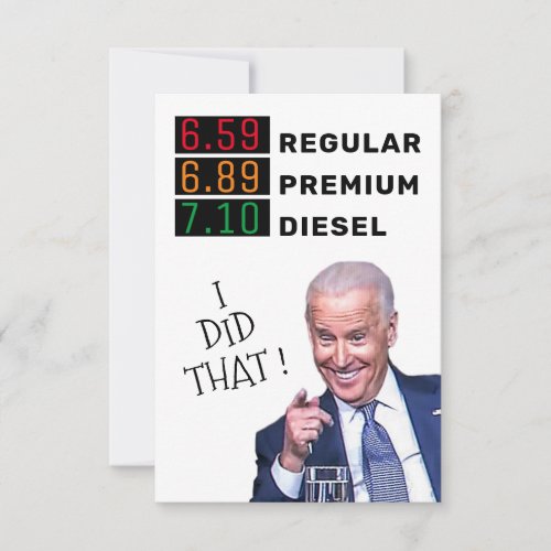 Funny Joe Biden Gas Prices FJB MAGA Pro_Trump  Key Thank You Card