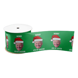 Funny Joe Biden Happy 4th Of Easter Christmas Satin Ribbon
