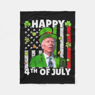Funny Joe Biden Happy 4th Of July Confused St Patr Fleece Blanket