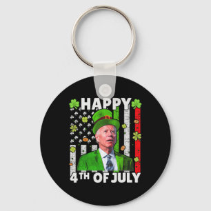 Funny Joe Biden Happy 4th Of July Confused St Patr Keychain