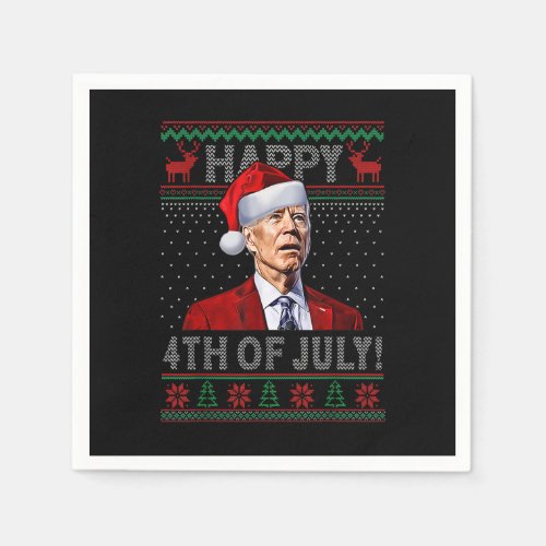Funny Joe Biden Happy 4th Of July Ugly Christmas S Napkins