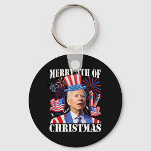 Funny Joe Biden Merry 4th Of Christmas 4th Of July Keychain