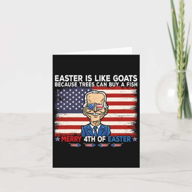 Funny Joe Biden Merry 4th Of Easter Design Fourth  Card (Front)
