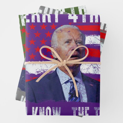 Funny Joe Biden Merry 4th of You KnowThe Thing Wrapping Paper Sheets