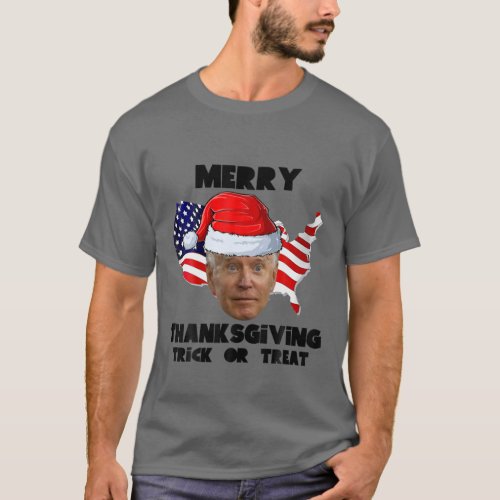 Funny Joe Biden Merry Thanksgiving USA Flag Anti L T_Shirt
