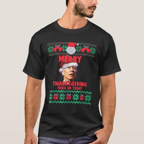 Funny Joe Biden Santa Hat Merry Thanksgiving Chris T_Shirt
