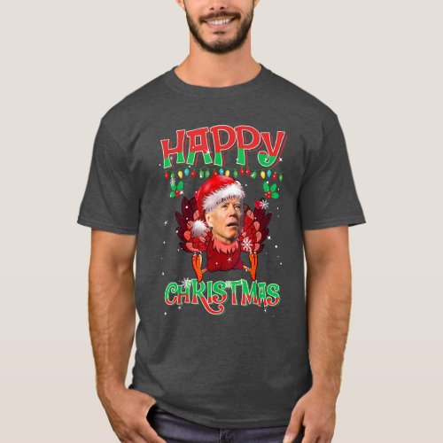 Funny Joe Biden Santa Turkey Happy Christmas T_Shirt