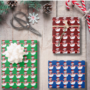 Funny Joe Biden Snowman Custom Face Photo Xmas Wrapping Paper Sheets