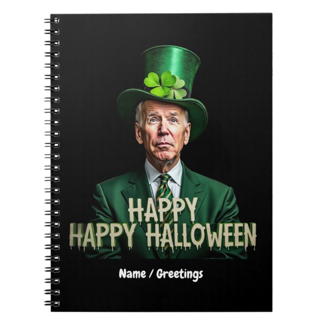 Funny Joe Biden St. Patrick’s Day Confused  Notebook (Front)