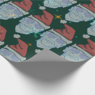 funny joe biden ugly christmas santa hat wrapping paper