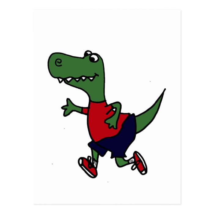 Funny Jogging Trex Dinosaur Postcards