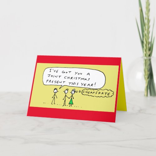 Funny Joint Christmas Present Cartoon Joke Holiday Card