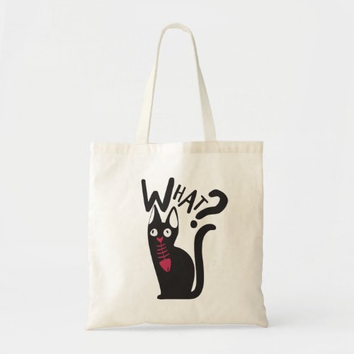 Funny Joke Black Cat with Red Fish Minimalist Tote Bag