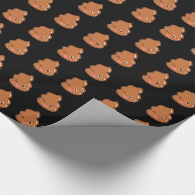 Funny Joke Brown Poop Novelty Black Wrapping Paper (Corner)