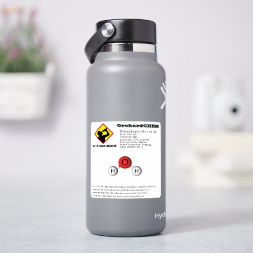 Funny Joke Dihydrogen Monoxide H2O Chemistry Sticker