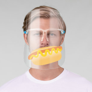 Funny Joke Hotdog with Mustard Face Shield