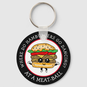 Funny Joke, Humor Funny Hamburger Pun Keychain