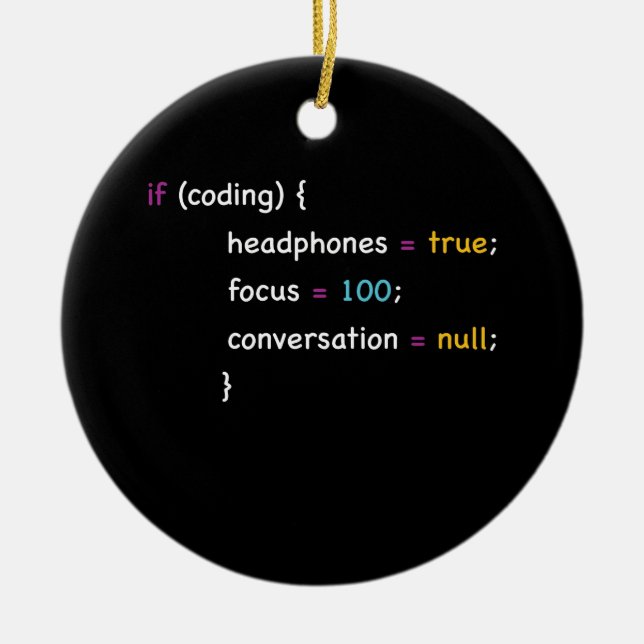 Funny Joke Programming If Coding Headphones Focus Ceramic Ornament (Front)