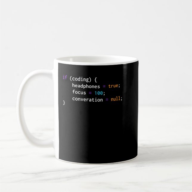 Funny Joke Programming If Coding Headphones Focus Coffee Mug (Left)