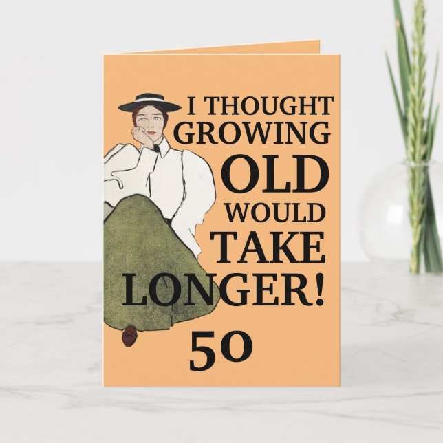 Funny Joke Vintage Blush Sister 50th Birthday  Card (Front)