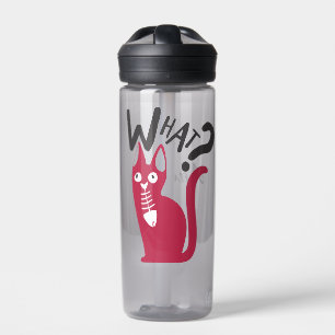 Funny Joke With Magenta Cat Cartoonish Water Bottle