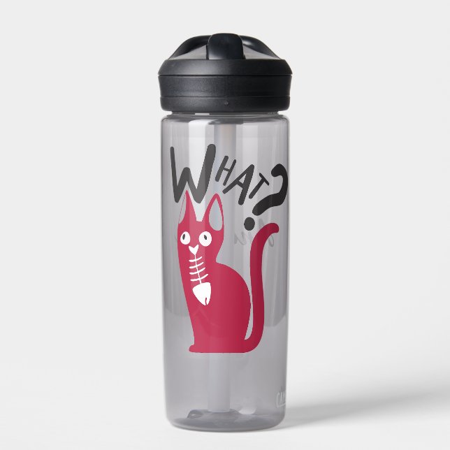  Funny Joke With Magenta Cat Cartoonish Water Bottle (Front)