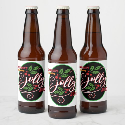 Funny Jolly Juice Christmas Cheer Beer Bottle Beer Bottle Label