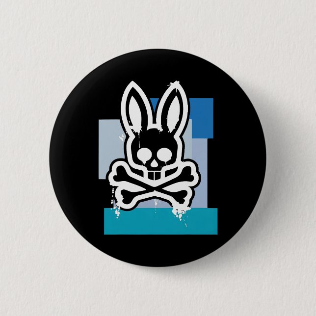 Funny Jolly Roger Bunny Skull Crossbones Easter Da Button (Front)