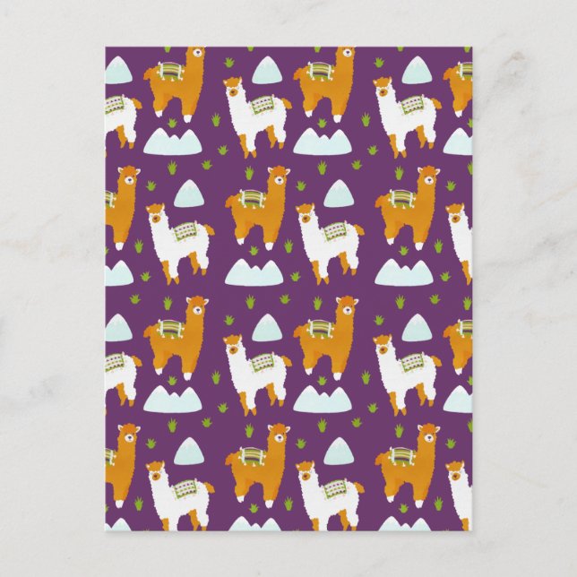 Funny Joy Mountain Winter Holiday Alpaca Llamas Postcard (Front)