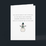 Funny Joy Of Me In Your Life Snowman Christmas Holiday Card<br><div class="desc">Some people are just impossible to buy gifts for at Christmas and this card sums it up perfectly. With a cute little snowman in a tophat and scarf, the typewriter effect text reads "You are so hard to buy gifts for, so just enjoy this carefully selected Christmas card and the...</div>