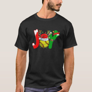 Funny Joy Softball Santa Hat Reindeer Christmas Li T-Shirt