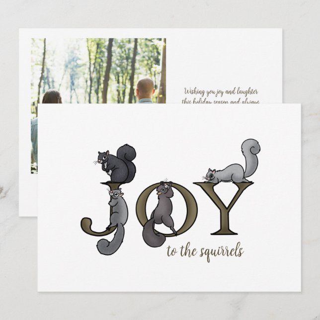 Funny Joy to the Squirrels Christmas Holiday Card (Front/Back)