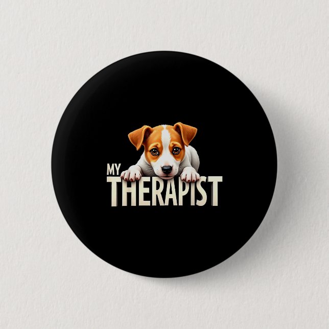 Funny Jrt Puppy My Therast Jack Russell Terrier Do Button (Front)