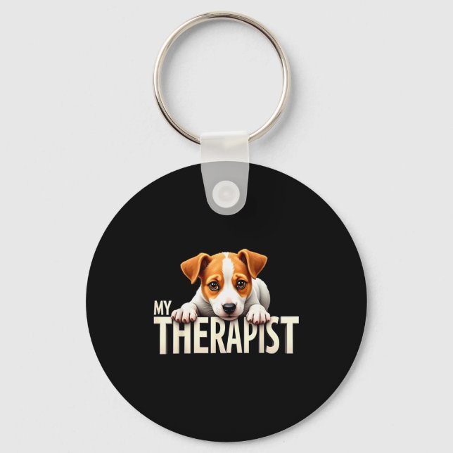 Funny Jrt Puppy My Therast Jack Russell Terrier Do Keychain (Front)