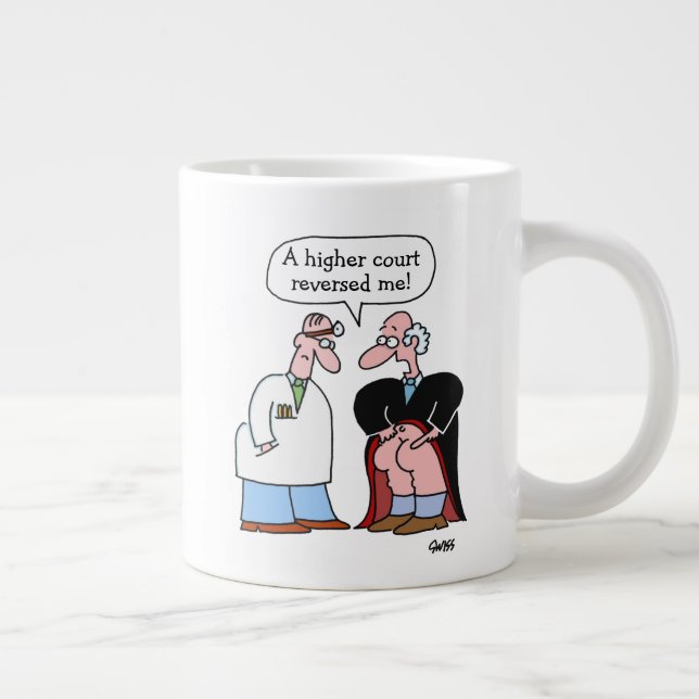 Funny Judge and Doctor Cartoon and Message Lawyer Giant Coffee Mug (Right)