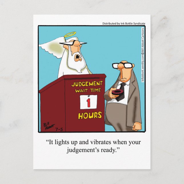 Funny "Judgement Day Buzzer" Postcard (Front)