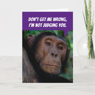Funny Judgemental Monkey- Assessing You Birthday Card