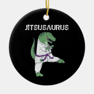Funny Jujitsu, T-Rex Jiu Jitsu Black Belt gifts Ceramic Ornament