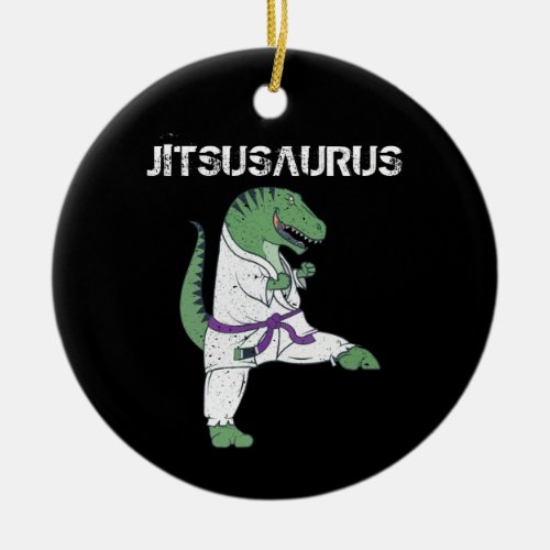 Funny Jujitsu T_Rex Jiu Jitsu Black Belt gifts Ceramic Ornament