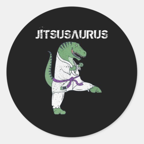 Funny Jujitsu T_Rex Jiu Jitsu Black Belt gifts Classic Round Sticker
