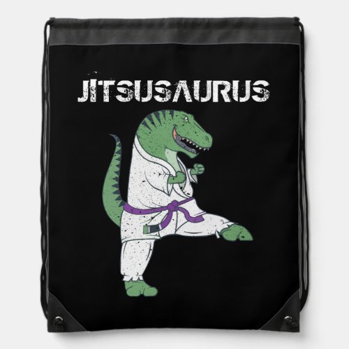 Funny Jujitsu T_Rex Jiu Jitsu Black Belt gifts Drawstring Bag