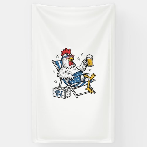 Funny July 4th Chicken Beer Patriotic Shirt Design Banner