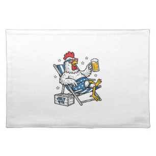 Funny July 4th Chicken Beer Patriotic Shirt Design Cloth Placemat