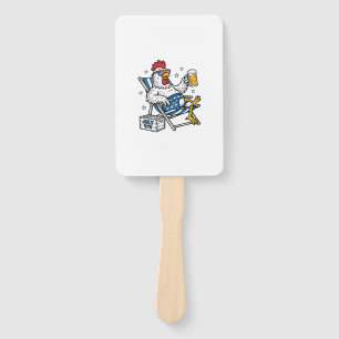 Funny July 4th Chicken Beer Patriotic Shirt Design Hand Fan