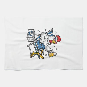 Funny July 4th Chicken Beer Patriotic Shirt Design Kitchen Towel